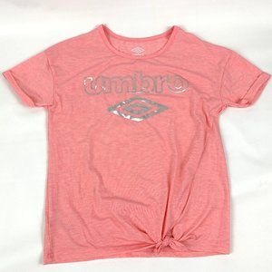 umbro pink t-shirt silver metallic logo